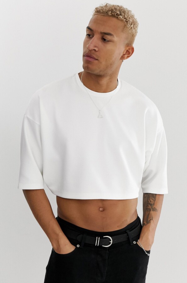 Cropped Masculino A Camiseta Que Deixa A Barriga Amostra Homens Que