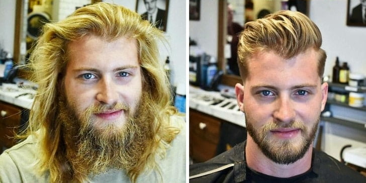 corte masculino antes e depois
