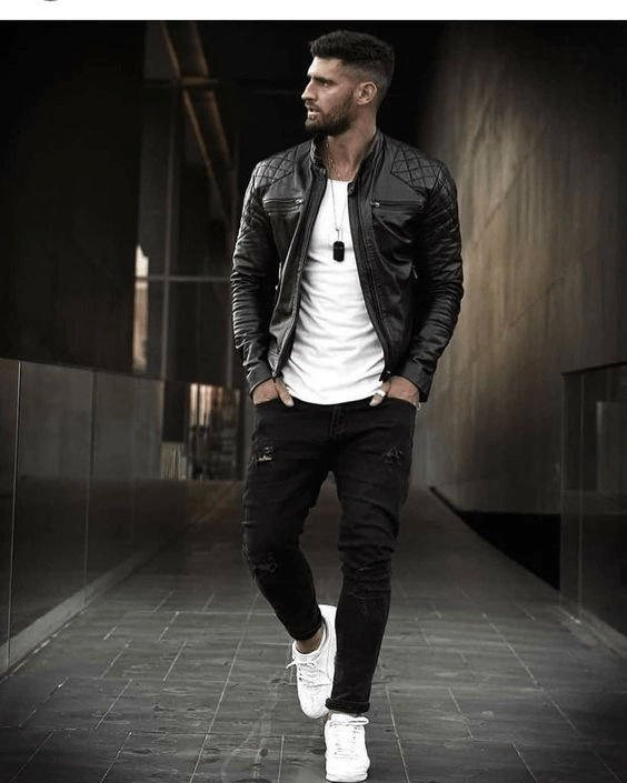 Jaqueta de couro masculina tem um estilo único